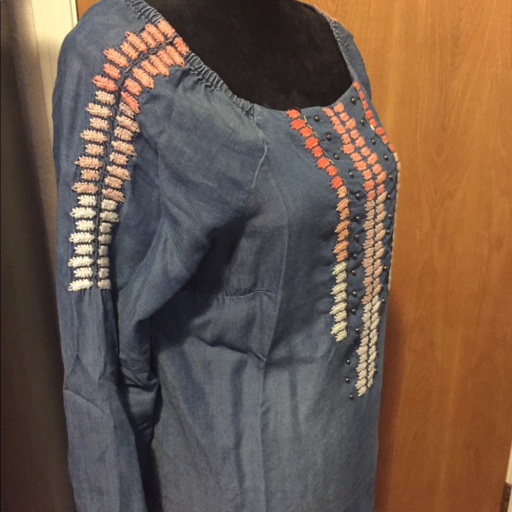Women’s denim embroidered blouse